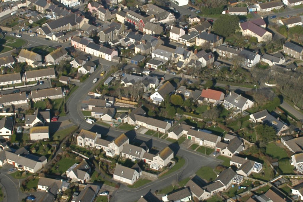 Aerial photograph featuring houses in St Davids, Pembrokeshire