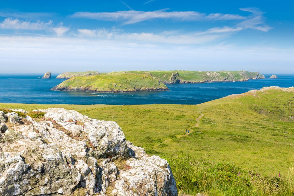 Skomer Island from the mainland, Pembrokeshire, Wales, UK