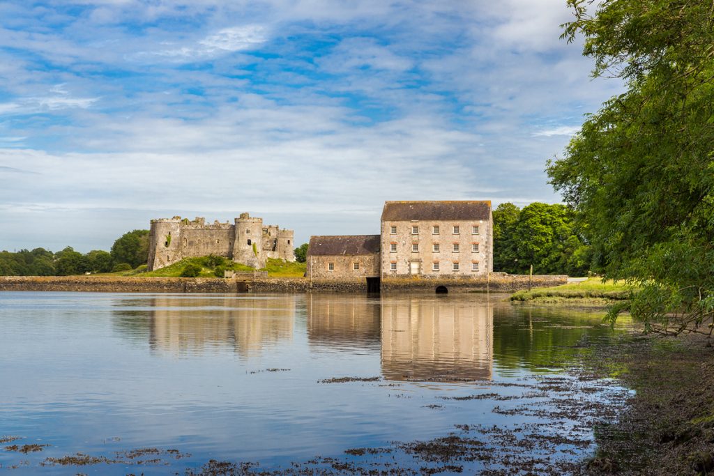 Carew Castle and Tidal Mill, overlooking a Millpond