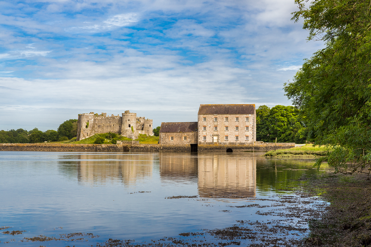 Carew Castle and Tidal Mill, overlooking a Millpond