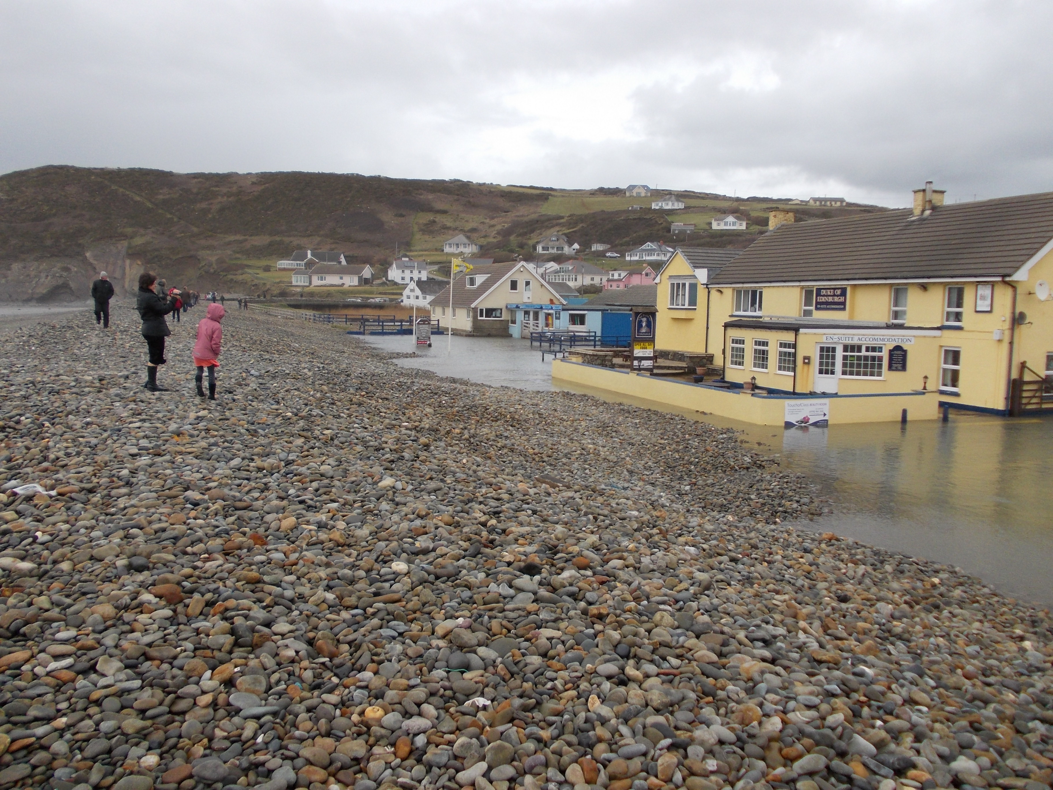 Flooding at Newgale in 2014