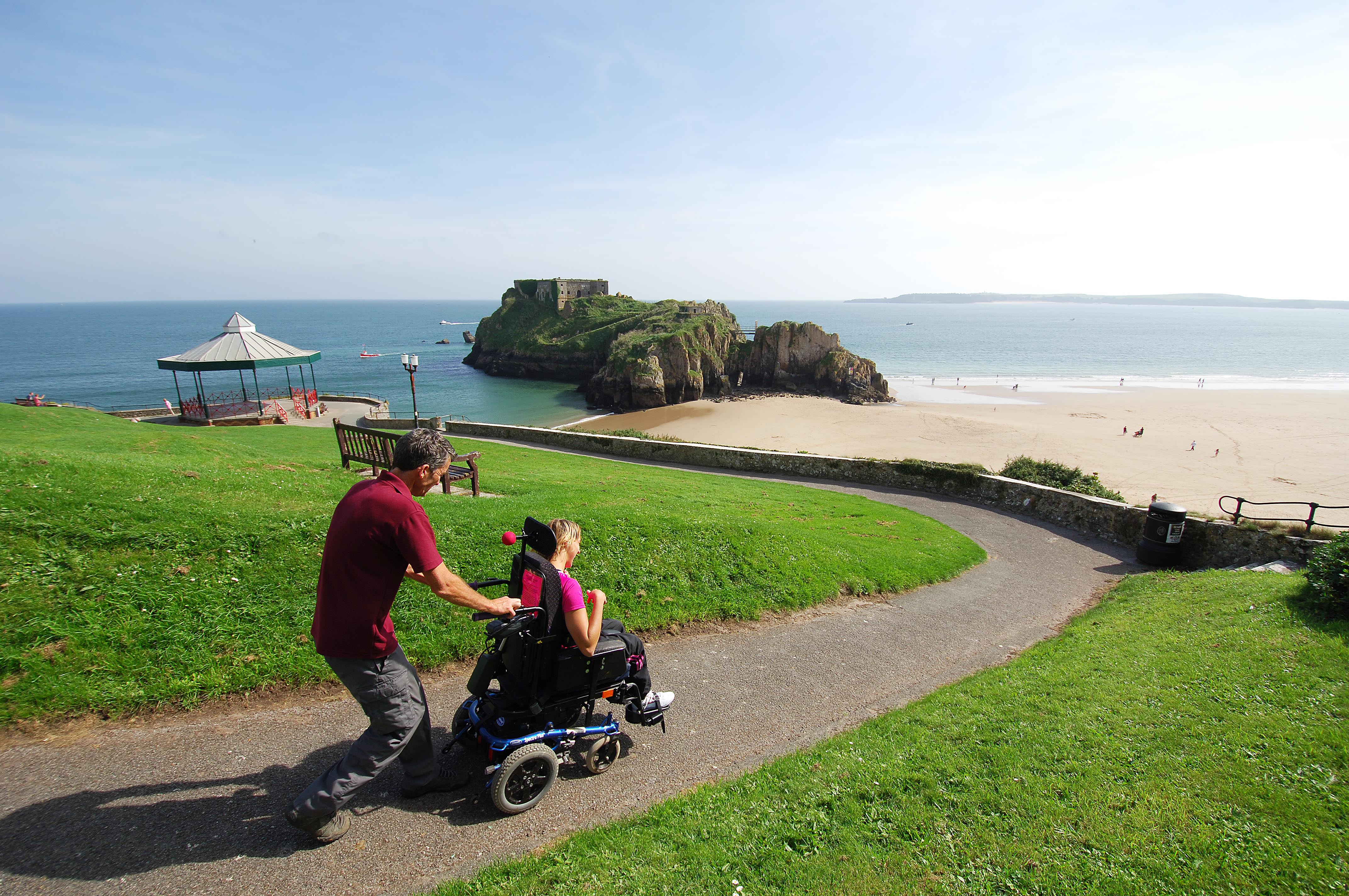 Wheelchair user at Tenby