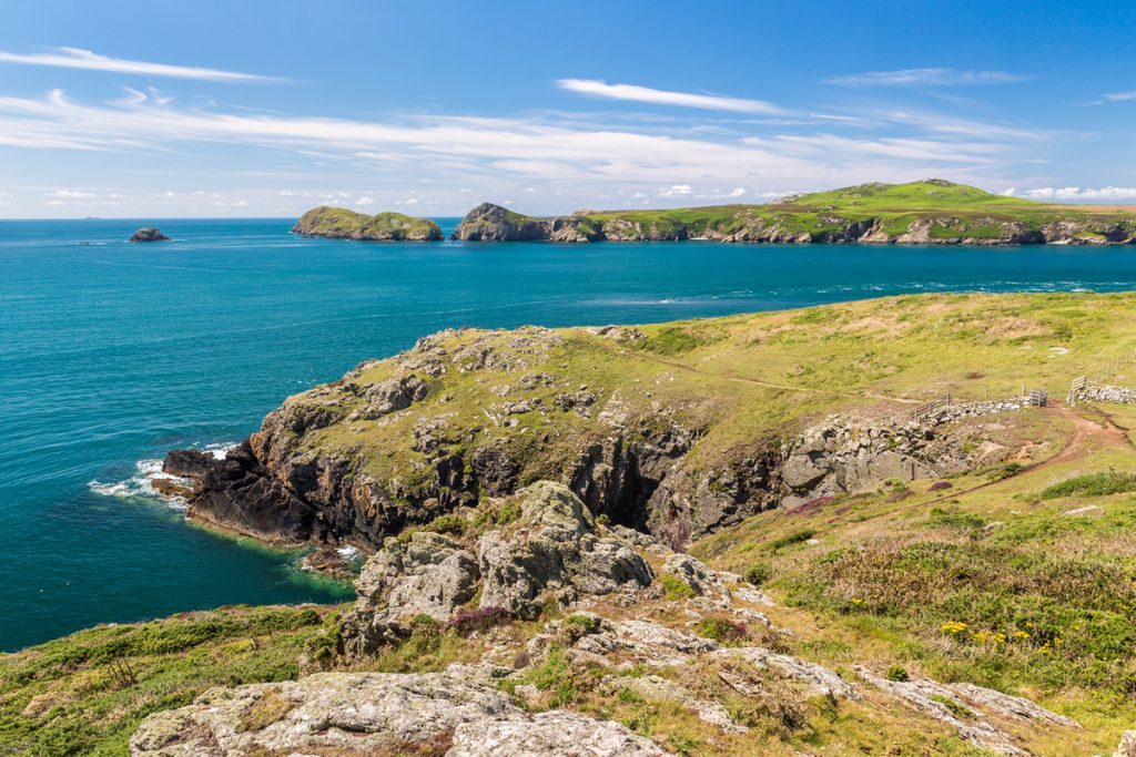 View across to Ramsey Island from the Pembrokeshire Coast Path National Trail at Treginnis