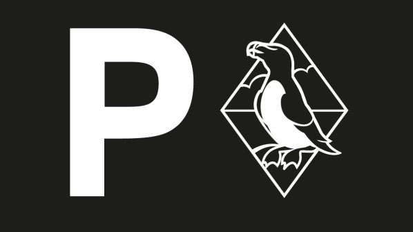 Image featuring the letter P (to signify parking) next to an outline of the Pembrokeshire Coast National Park logo (featuring a razorbill sitting on a rock inside diamond outline.