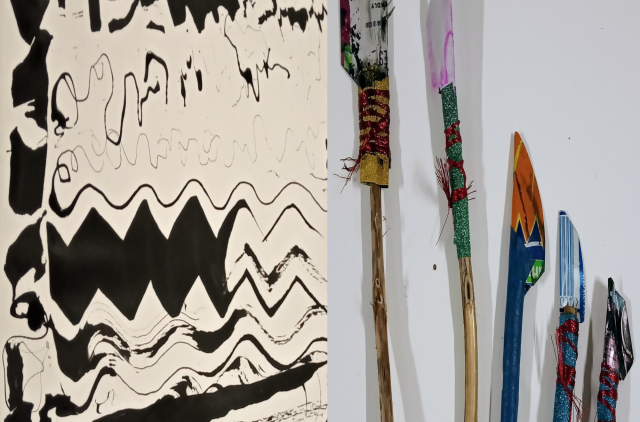 Image of marks on paper and dip pens