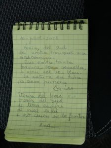 Poem written in Catalan in a notepad. The poem is signed &#039;Ama&#039;