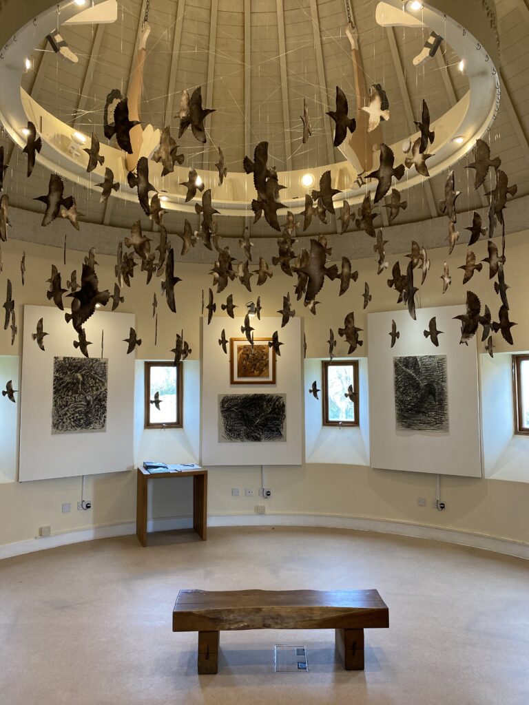 Image of Tower with starlings hanging from chandelier