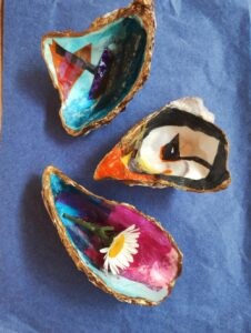 Image of oyster shells with painted insides