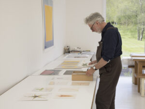 The artist working in his studio